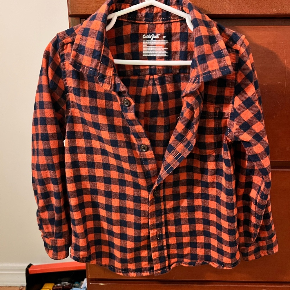 Cat & Jack Red and Black Checkered Shirt